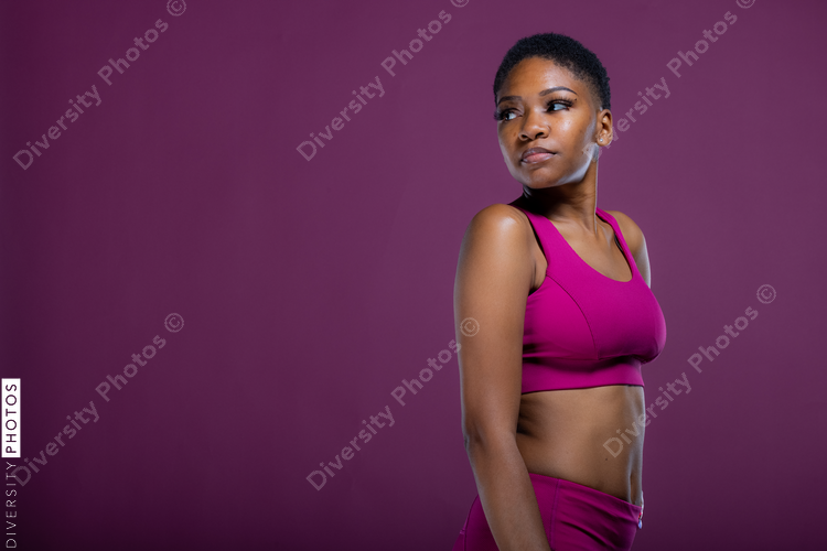Portrait of Beautiful Black woman in Studio with copy-space 