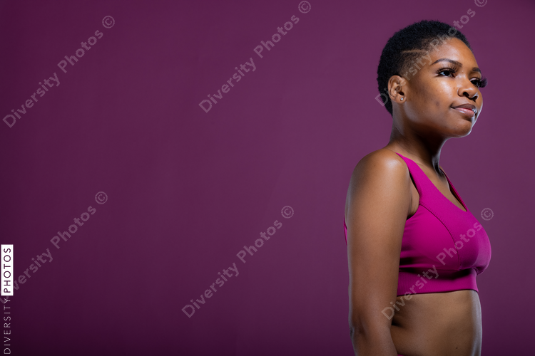Portrait of Beautiful Black woman in Studio with copy-space 