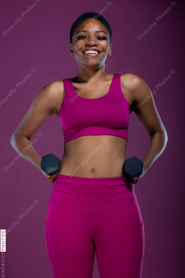Portrait of smiling African American woman, fitness