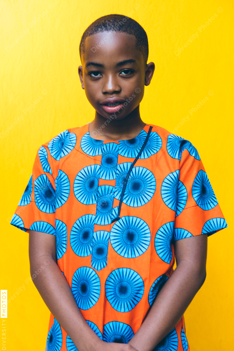 Portrait of teen boy wearing traditional African clothing