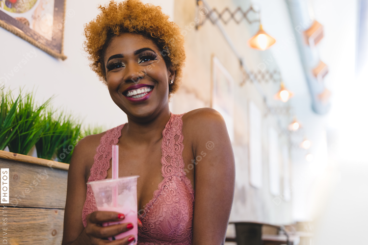 Woman sitting in cafe