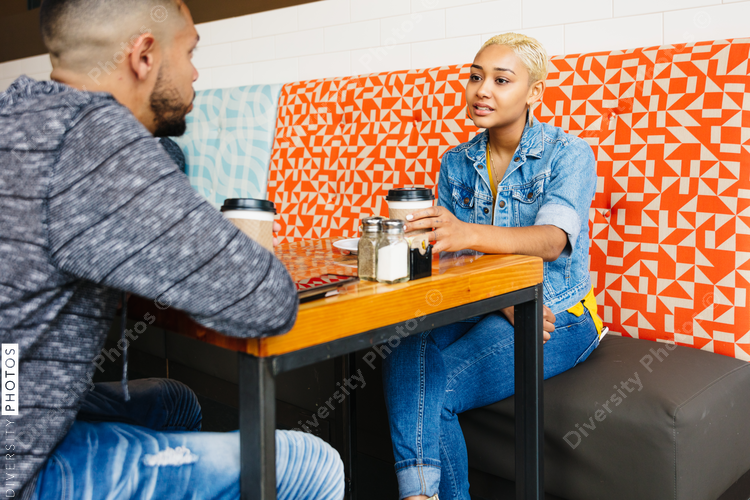 Two people talking to each other