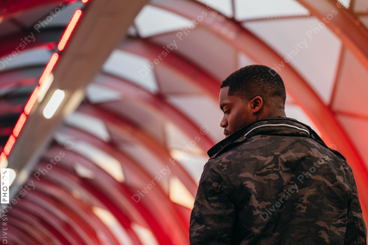 Back view of man in terminal
