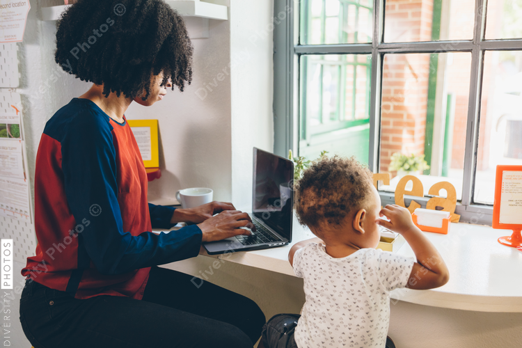 Mother and child at cafe