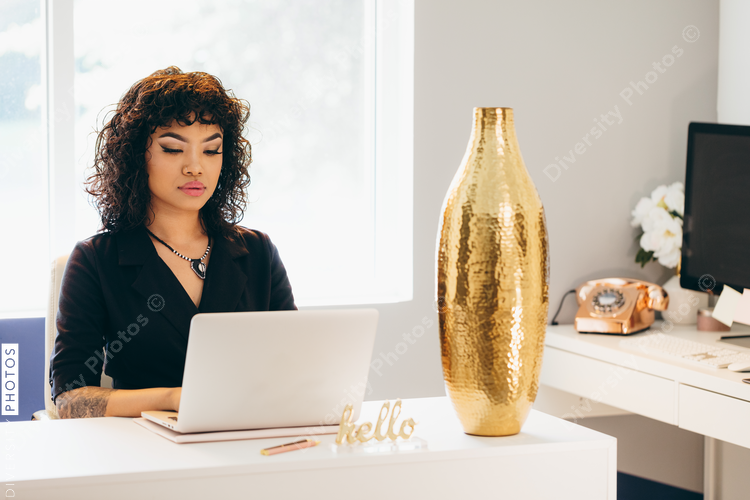 Portrait of businesswoman working in modern office space