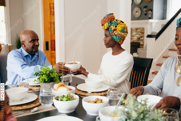 Family having dinner together