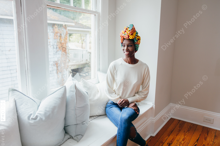 Portrait of young woman wearing headscarf