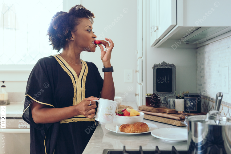 Woman having breakfast