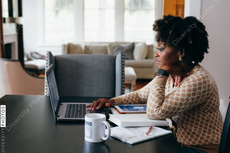 Woman working on laptop