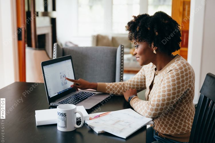 Businesswoman working on laptop