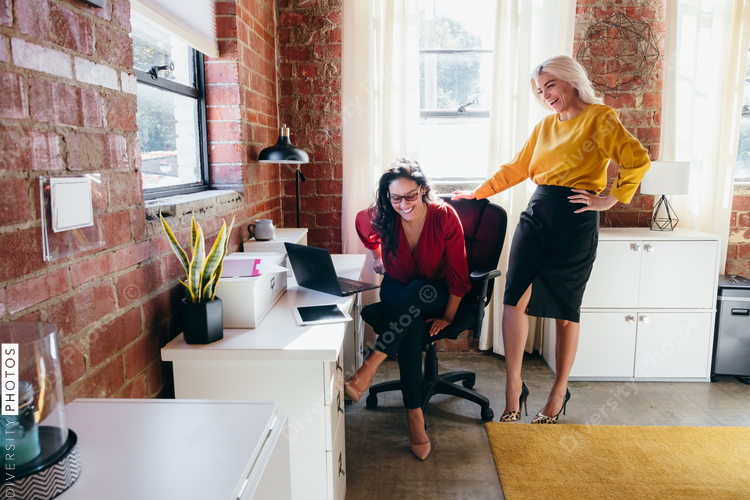 Coworkers collaborating on project