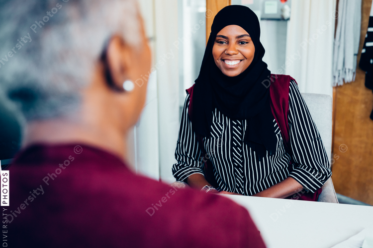 Woman interviewing for job