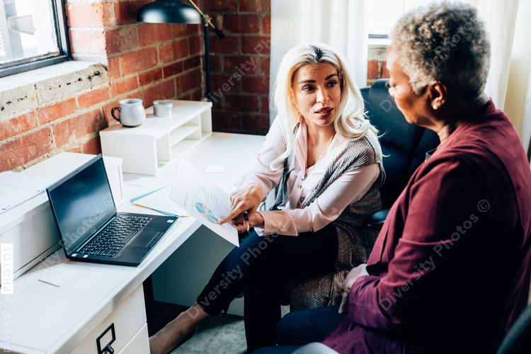 Woman mentoring at work
