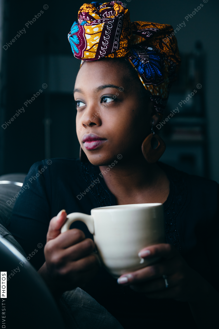 Woman enjoying hot cup of tea