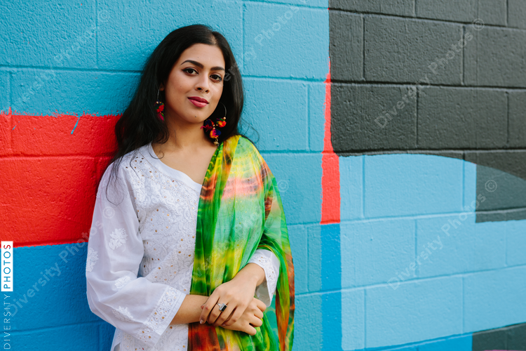 Portrait of young woman influencer