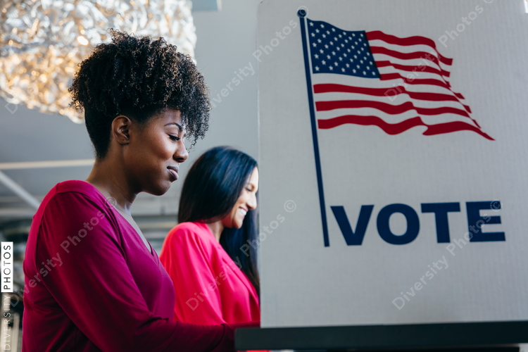 Diverse Women Voting on Election Day