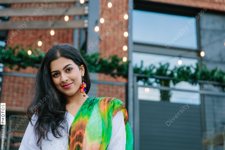 Portrait of young woman influencer