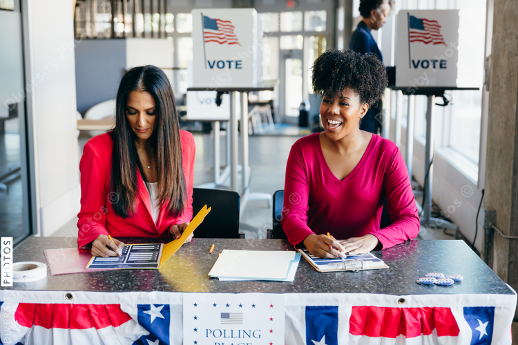 Volunteers Working at Polling Place