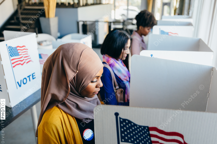 Diverse Women Voting on Election Day