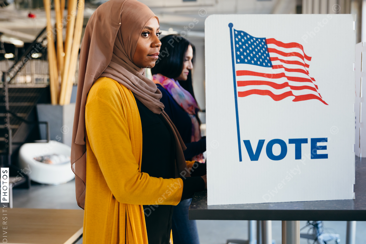 Diverse Women Voting on Election Day