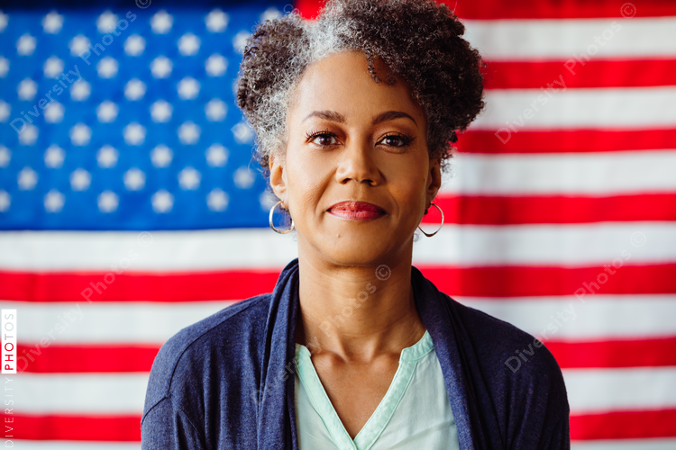 Portrait of Patriotic American Woman