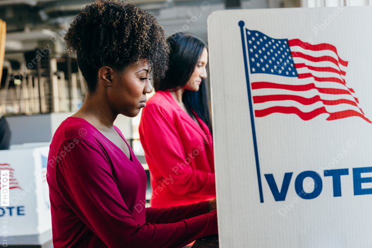 Diverse Women Voting on Election Day