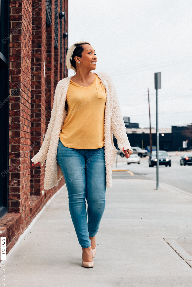 Street Portrait of Pretty Mixed Race Woman