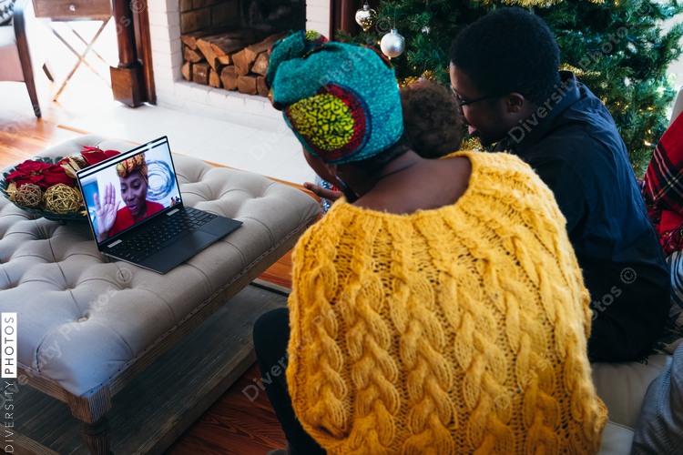 Black family video chats with Grandmother for Christmas