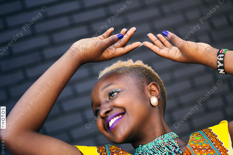 Portrait of confident black woman wearing African clothes
