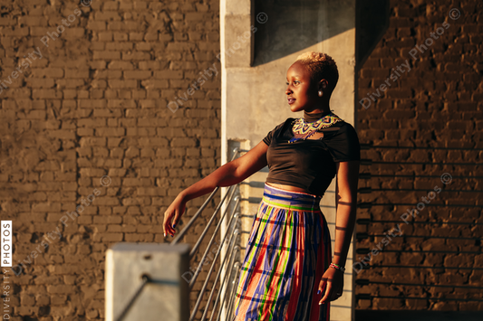 African American woman confident and basking in the sun