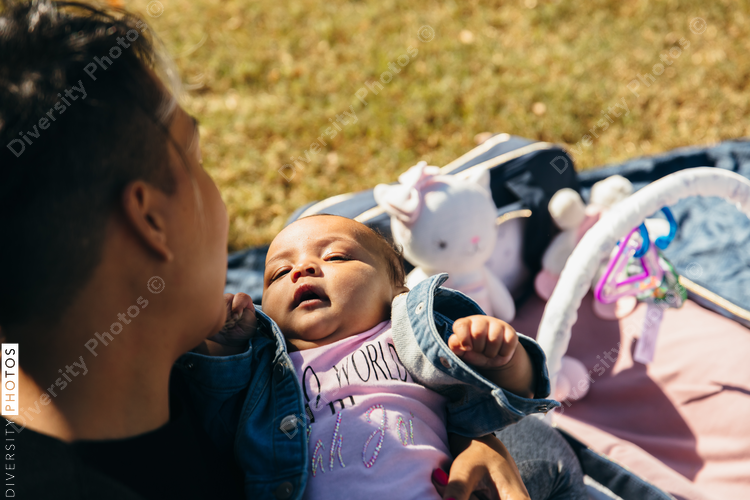Mother and baby enjoy park outing