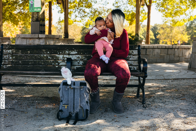 Mother and baby enjoy park outing