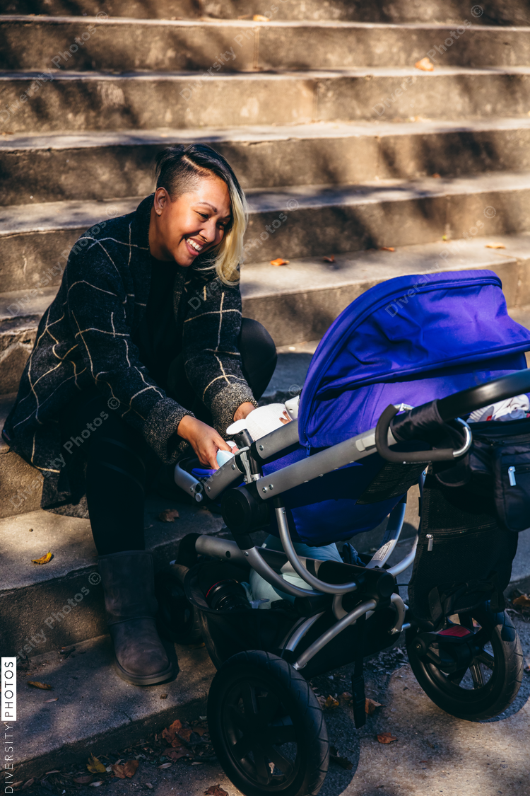 Mother and baby enjoy park outing