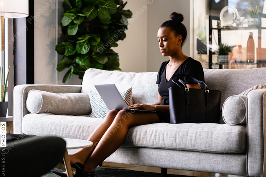 Young professional woman working at modern business office