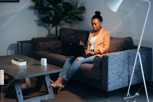 Young professional woman working at modern business office