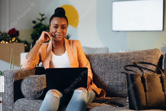 Young professional woman working at modern business office