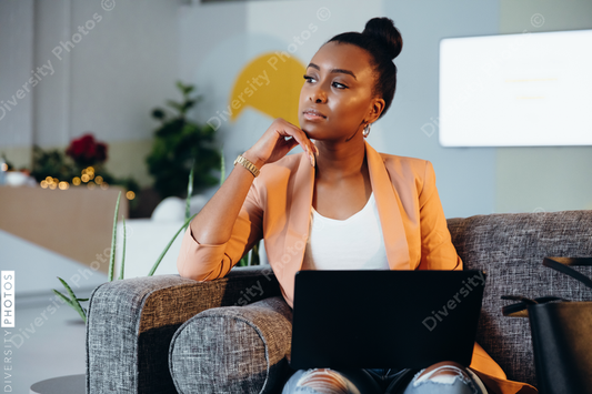 Young professional woman working at modern business office
