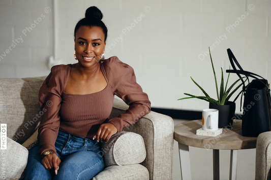 Young professional woman working at modern business office