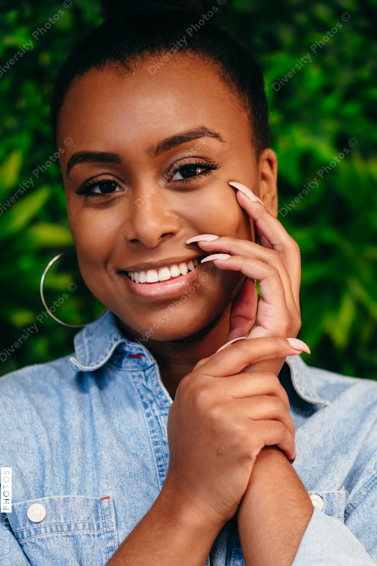 Woman portrait creative green and clean climate with natural beauty concept