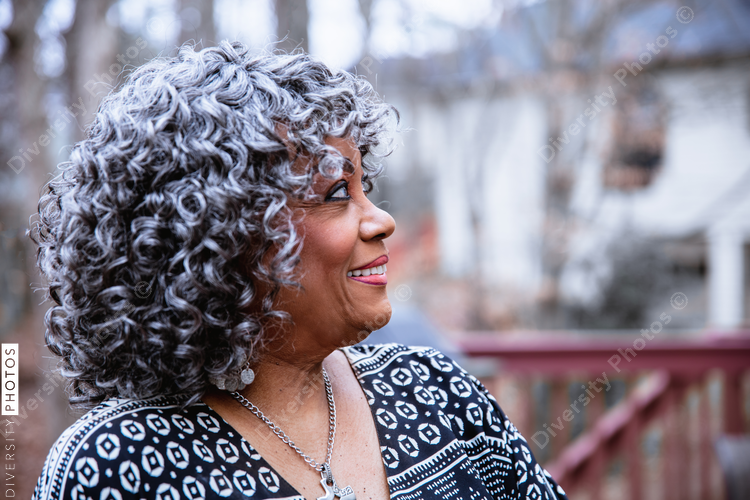Portrait of senior citizen woman with grey hair
