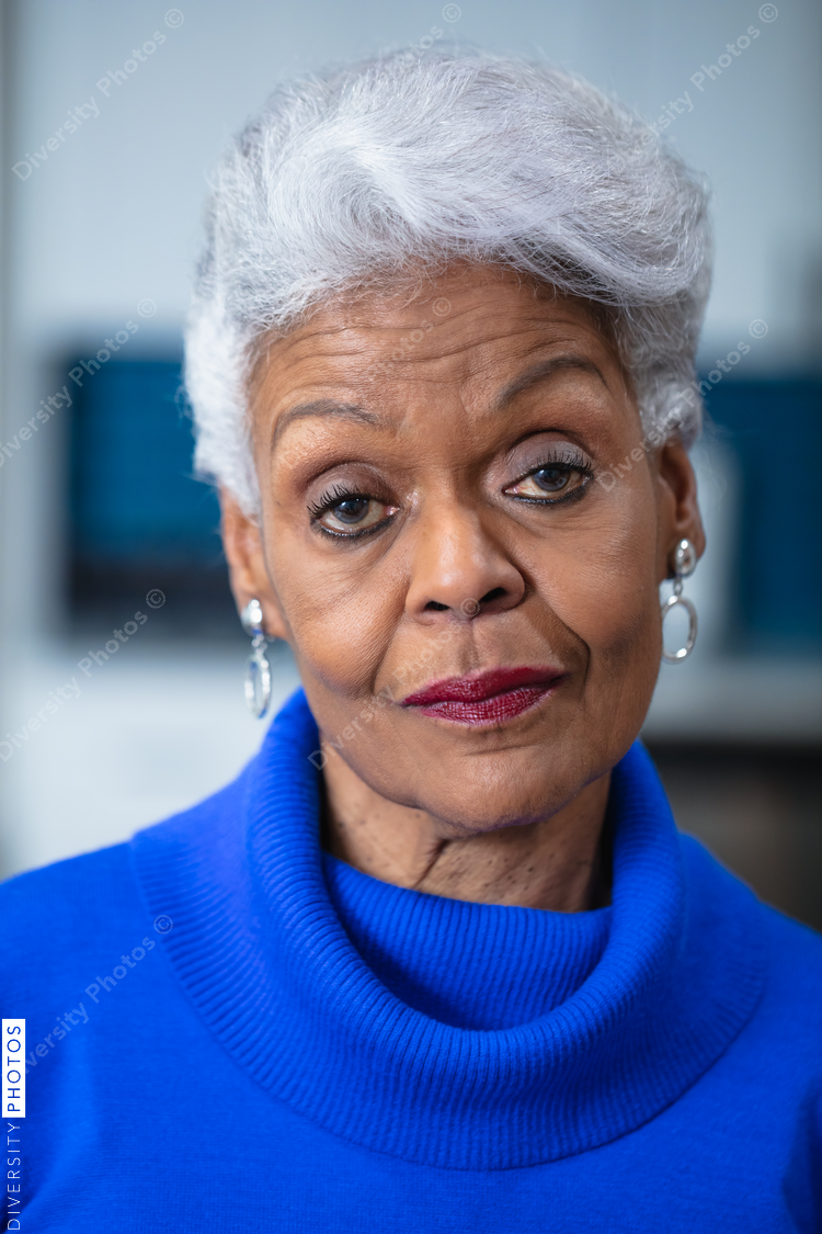 Portrait of senior Black woman with gray hair