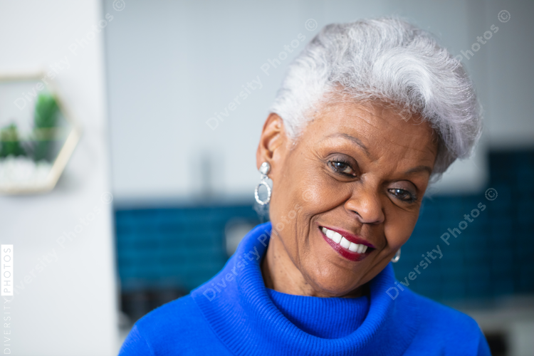 Portrait of senior Black woman with gray hair