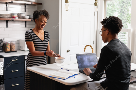 Black mom prepared breakfast cereal for son