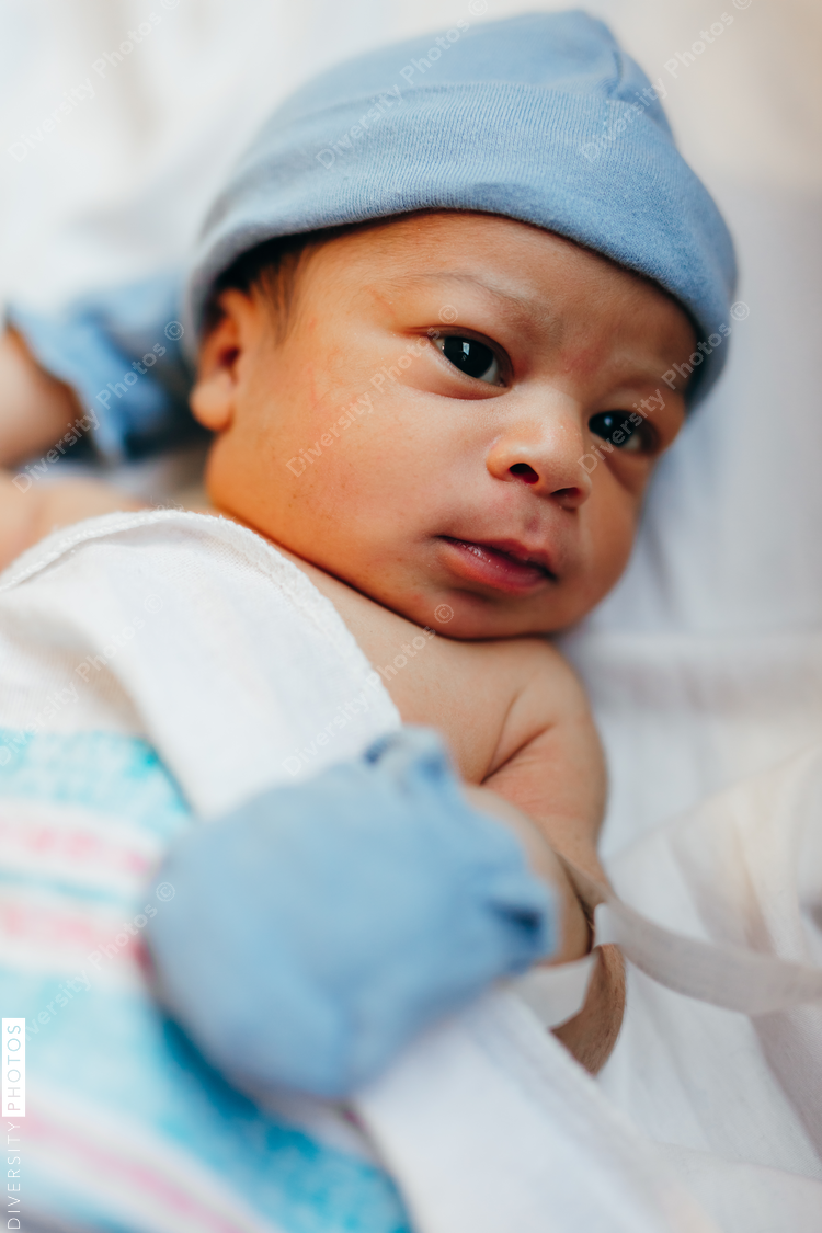 Portrait of African American newborn baby