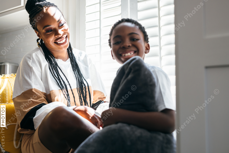 Portrait of black mother and son