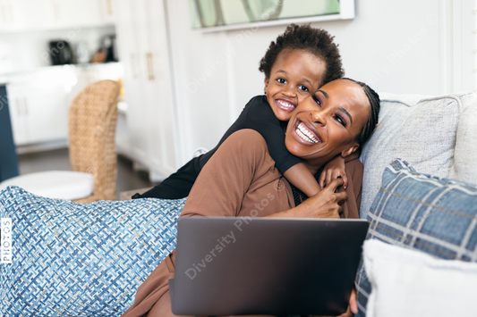 African American mother and daughter have bonding moment at home, connectedness 