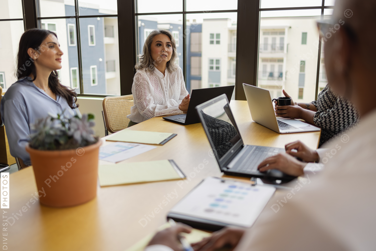 Diverse small business having team meeting