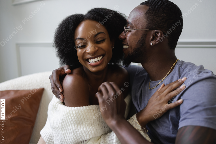 Smiling couple embracing