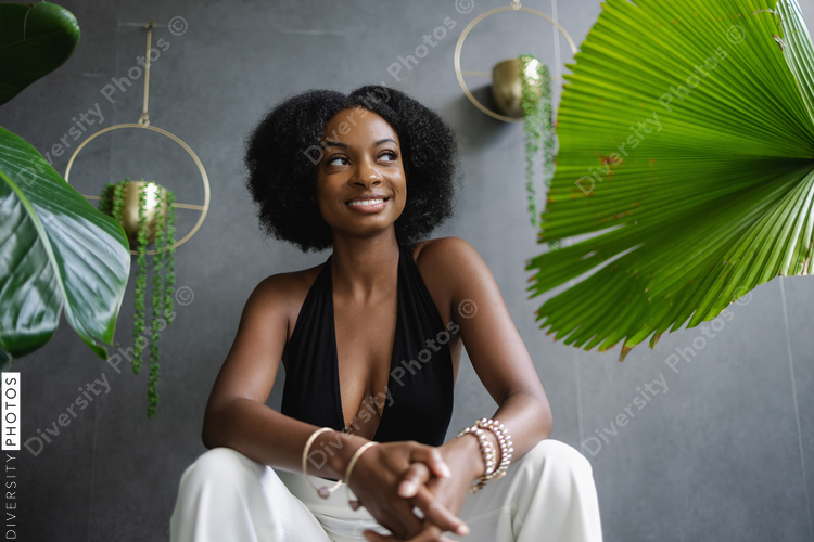 Black woman, professional, elegant and cheerful