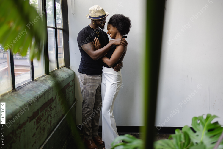 Young Black couple in love, fashionable